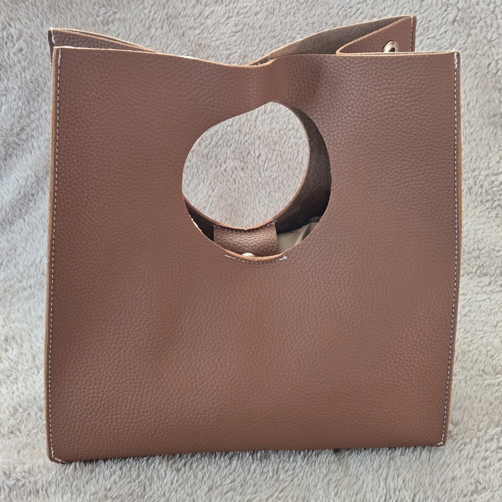 Hoxis Vintage Minimalist Style Soft Pu Leather Handbag Clutch Tote‎ Brown